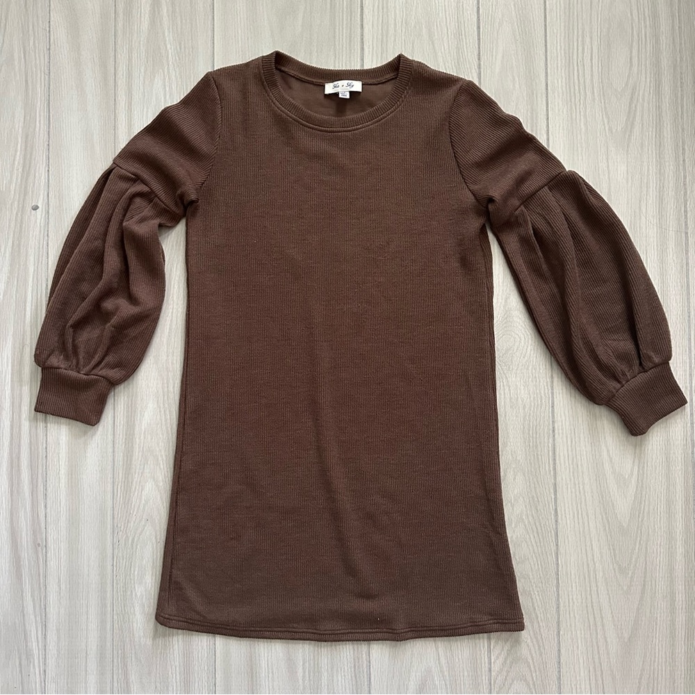 She+Sky Knit Brown Longsleeve Dress